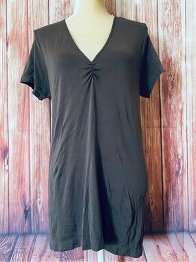 Women’s Large - XL T Shirt Metro 7 Brown Short Sleeves V Neck Soft Stretch